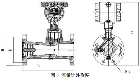 化工用旋進(jìn)旋渦流量計(jì)外形圖