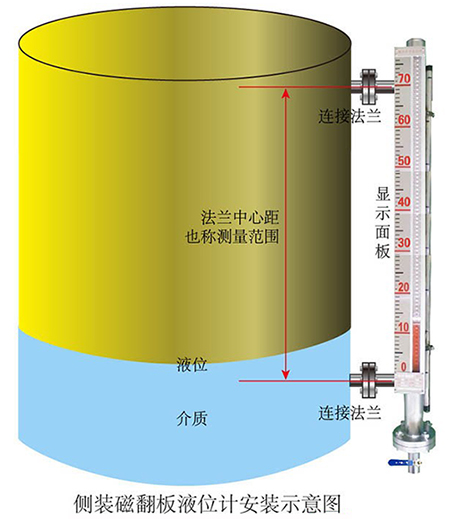 硫酸液位計側(cè)裝式安裝示意圖