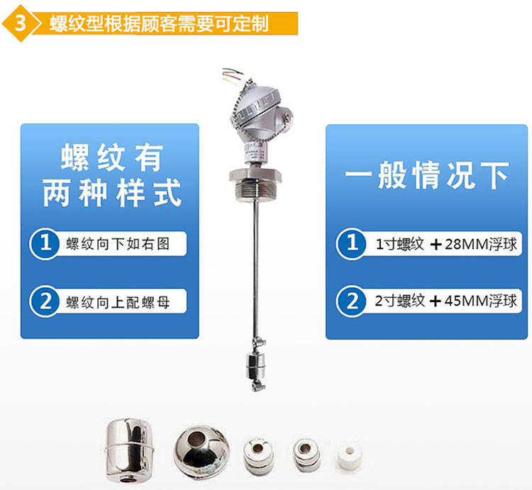 頂裝磁浮球液位計(jì)螺紋分類(lèi)圖