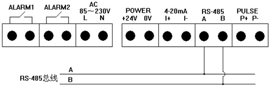 氮?dú)饬髁坑?jì)RS-485通訊接線(xiàn)圖